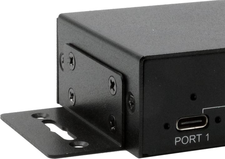 Actual product image Exsys 4 port USB 3.2 Gen 2 metal HUB, incl. power supply 12V/2A, USB 3.0 cable, Din-Rail (USB-C, 4 Ports)
