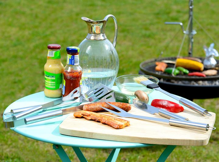 Image du produit Rosenstein & Söhne Couverts à barbecue en acier inoxydable dans un coffret en aluminium