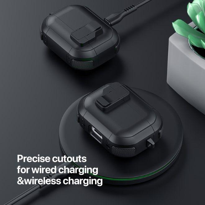 Productafbeelding Dux Ducis Headphone case - AirPods 4 PECP Series PC+TPU Cover with Hook Black (Hoes voor oplaadkoffer)