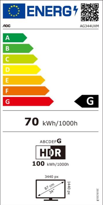 Label énergétique AOC AG344UXM (3440 x 1440 pixels, 34")