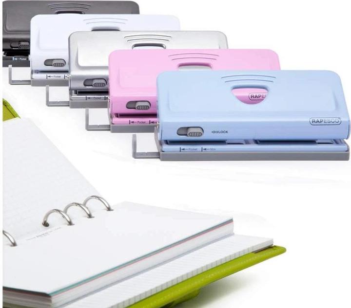 Actual product image Rapesco Adjustable 6-pocket diary punch 10 sheets, white