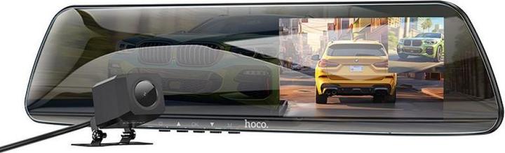 Immagine prodotto Hoco Specchio per cruscotto + telecamera posteriore DV4, LCD da 4,5 pollici, nero (Display integrato, WiFi, Ricevitore GPS, Bluetooth)