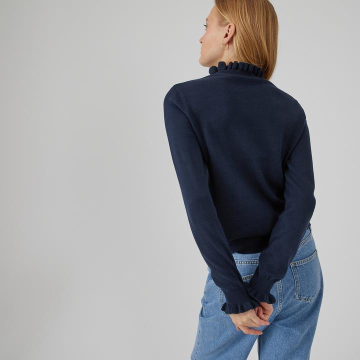 Image du produit La Redoute Collections Pull à col montant ruché et manches longues (XXL)