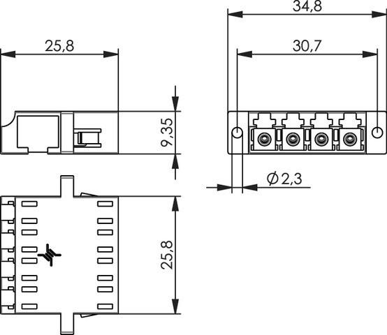 Produktbild Telegärtner ceramic sleeve Multimode and Singlemode LC Quad Adaptor