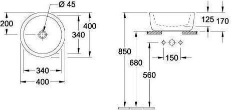 Produktbild Villeroy & Boch V&B Aufsatzwaschtisch ARCHITECTURA d= 400mm, mit ÜL we (400 mm, 400 mm)