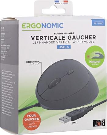 Actual product image T'nB Souris filaire fil ergonomique Ergo pour gaucher (Noir) (Cable)