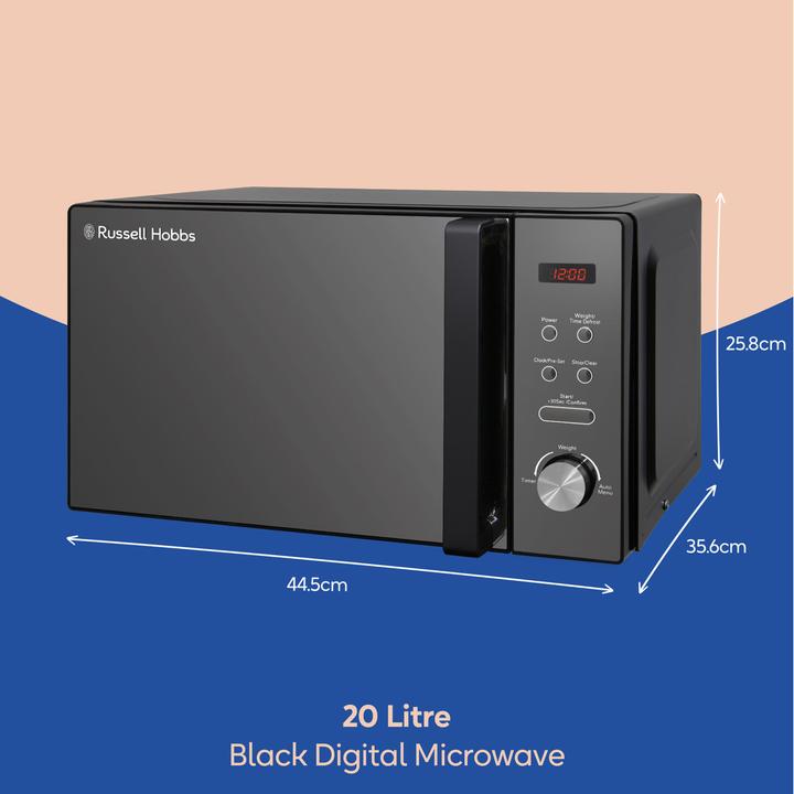 Actual product image Russell Hobbs RHM2076B – 20-Liter-Digitale Mikrowelle, 800 W, Schwarz (CH plug, 20 l)