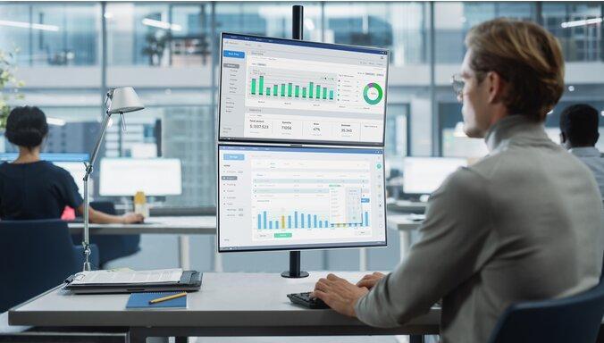 Actual product image Kensington Vertical Stacking Dual Arm (Table, 32")