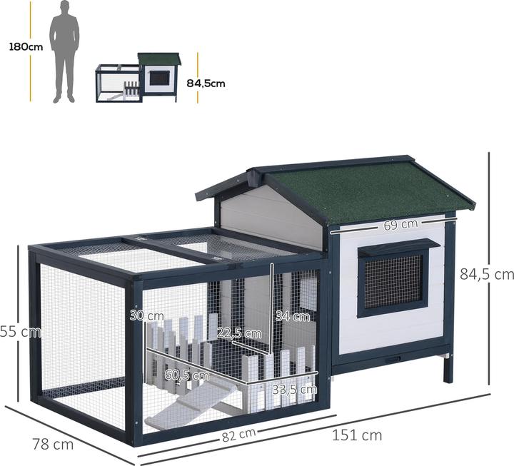 Image du produit PawHut Clapier pour cochons d'Inde avec enclos extérieur