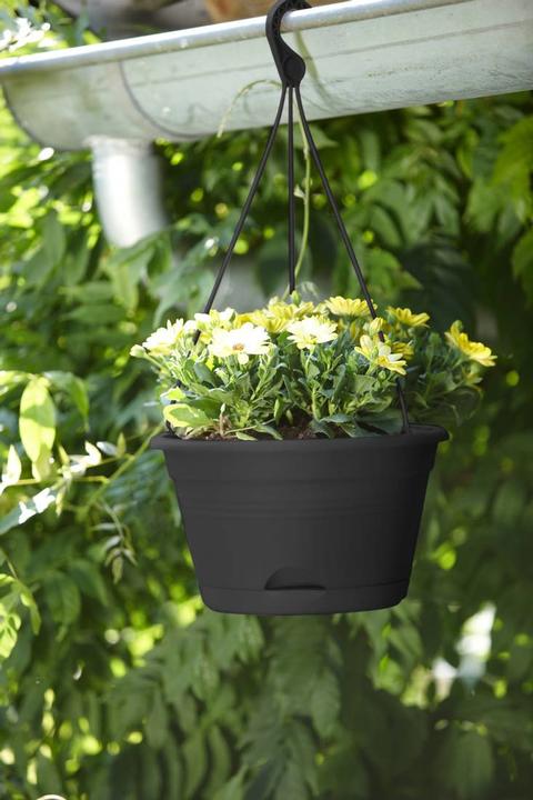 Produktbild Elho Blumenampel-Set Green Basics Kunststoff Ø 28 H 18 cm schwarz inkl. Halterung und Untersetzer (29 cm)