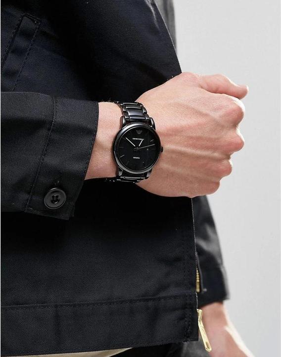 Actual product image Emporio Armani Luigi chronograph in black stainless steel men's watch (Chronograph)