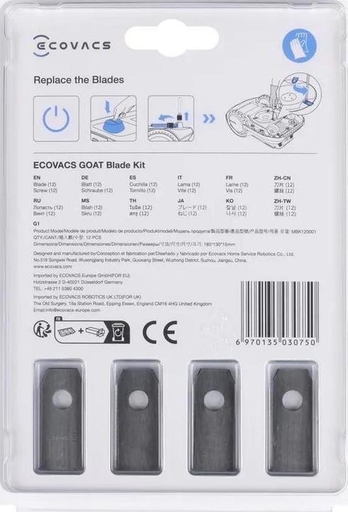 Image du produit Ecovacs Kit de lames de rechange (Tondeuse automatique, Lawn mower blades + replacement blades garden machinery)