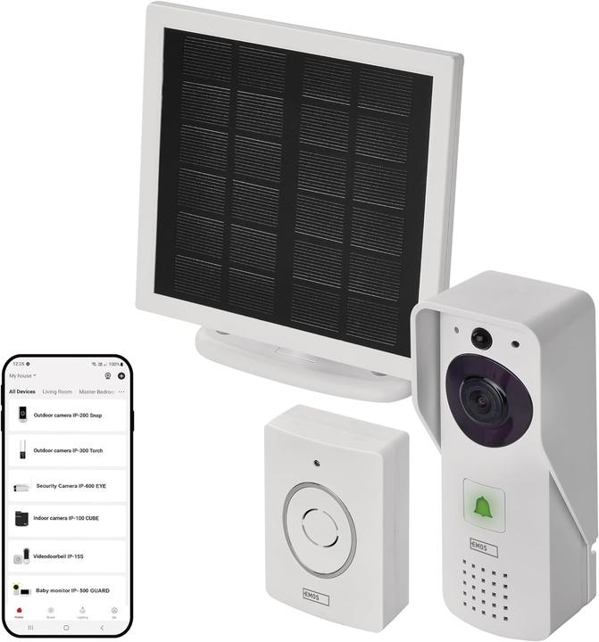 Immagine prodotto Emos Campanello video wireless GoSmart IP-09D con WiFi e pannello solare, alimentato a batteria (WiFi)