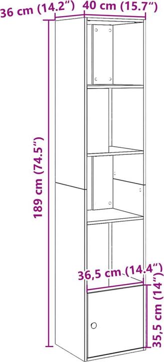 Actual product image VidaXL Bookshelf (40 x 36 x 189 cm)