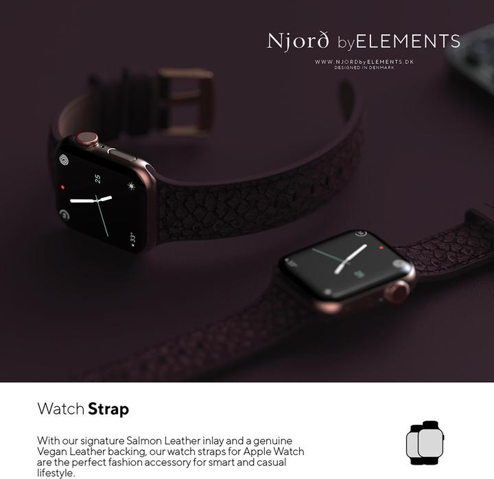 Actual product image Njord Eldur Watch Strap For (41 mm, 40 mm, Vegan Leather, Stainless steel fastener, Salmon leather)