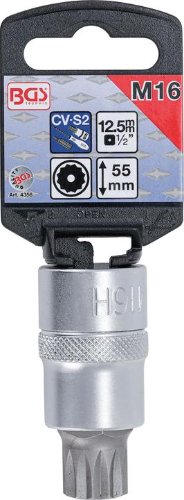Produktbild BGS Bit-Einsatz Antrieb Innenvierkant 12,5 mm (1/2") Innenvielzahn (für XZN) mit Bohrung M16 (12,5 mm)