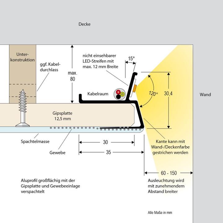 Actual product image EVN APTBUW200 Aluminium drywall profile 200cm (2000 mm, 35 mm, 30.40 mm)