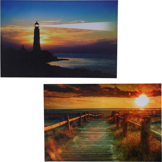 Immagine prodotto Swisshandel24 2x LED quadro luminoso da parete 60x40cm, Timer - Mare (60 x 40 cm)
