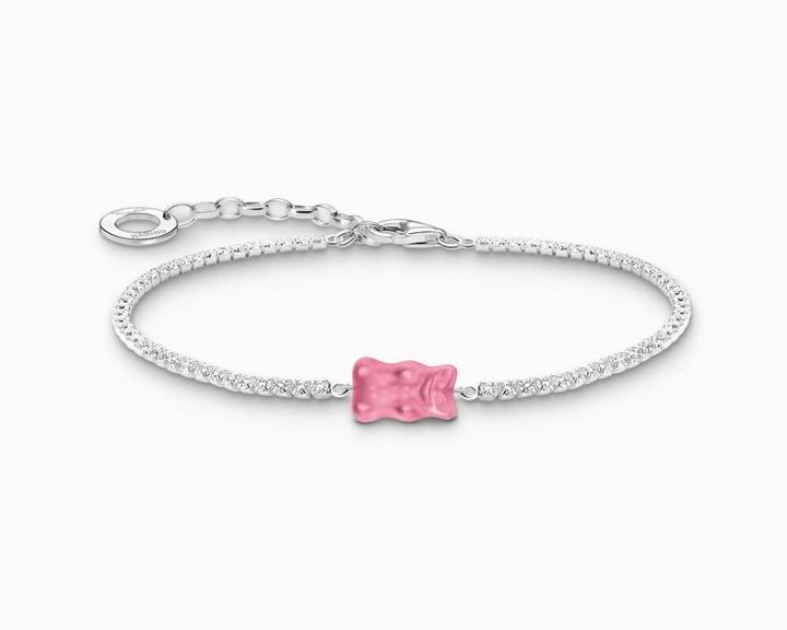 Produktbild Thomas Sabo Tennisarmband mit pinkfarbenem Goldbären und Steinen Silber (19 cm, Silber 925)