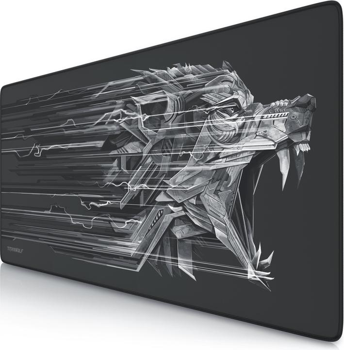 Titanwolf Gaming Mauspad, 900 x 400mm XXL Mausmatte, verbessert Präzision & Geschwindigkeit, schwarz (Wide)