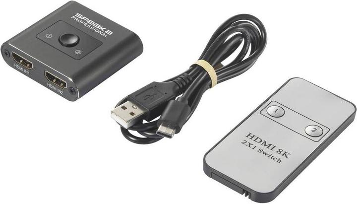 Immagine prodotto SpeaKa Professional SP-HSW-231 Switch HDMI a 2 porte con capacità Ultra HD 7680 x 4320 Pix