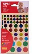 Actual product image Apli Stickers "Round", on sheet, metallic paper colours, permanent, 6 sheets, 104 stickers per sheet