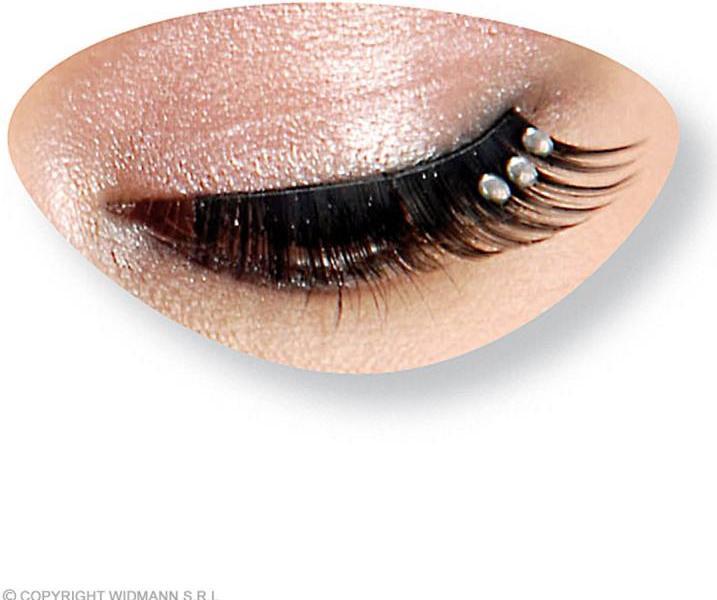 Actual product image Widmann SCHWARZE STRASS WIMPERN mit Klebstoff in Glasflasche - (Kristallstrass)