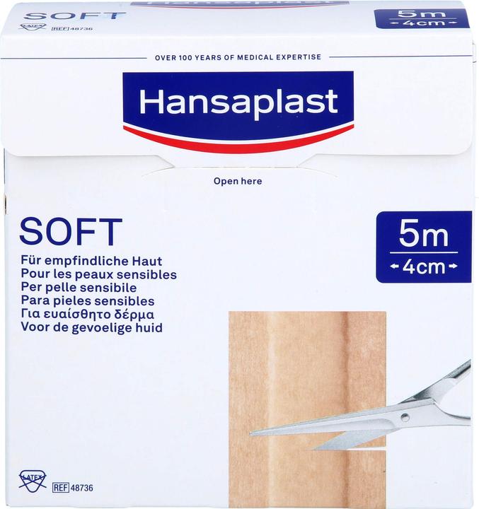 Actual product image Hansaplast Soft 5 m x 4 cm plaster roll, 1 pc. plaster (1 x)