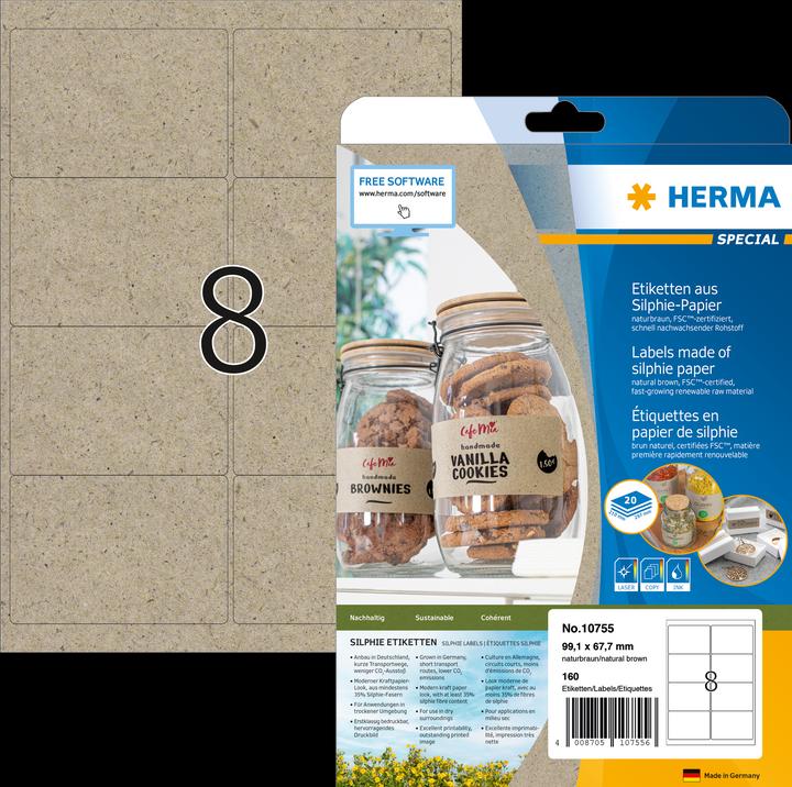 Actual product image HERMA Grass paper labels A4