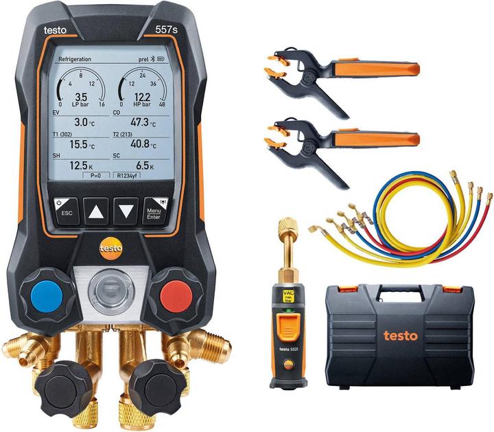 Actual product image Testo Refrigerant meter 557s vacuum set with charging hoses
