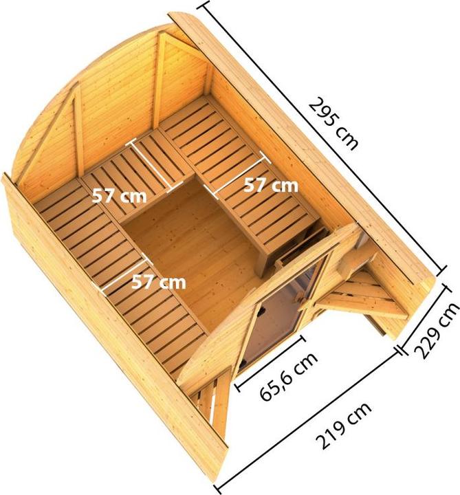 Produktbild Karibu 38 mm Sauna Fasshaus 2 (9 KW externe Steuerung)