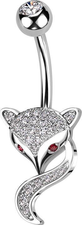 Image du produit Star Piercing Banane argentée avec cristal boule argenté et cristaux renard argentés (Acier chirurgical 316L, Laiton)