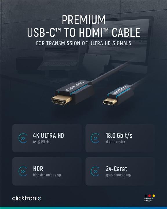 Produktbild clicktronic Casual USB-C™/HDMI™ Adapterkabel, 3 m (3 m, HDMI)