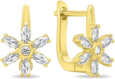 Brilio Silver - Glittering gold-plated earrings Flowers with zircons EA352Y