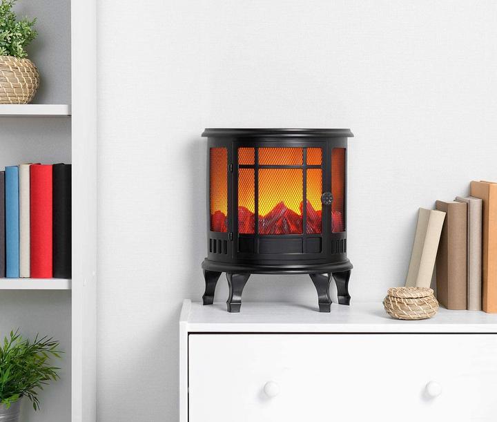 Actual product image Carlo Milano Decorative electric fireplace with flame effect, battery operation
