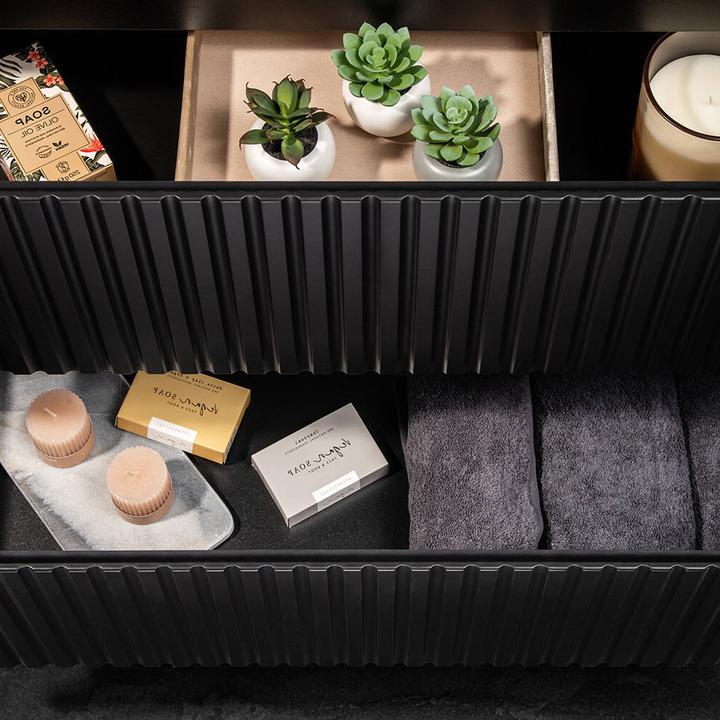Produktbild En.Casa Waschtischunterschrank Skelbolu 160x60x40 cm Schwarz