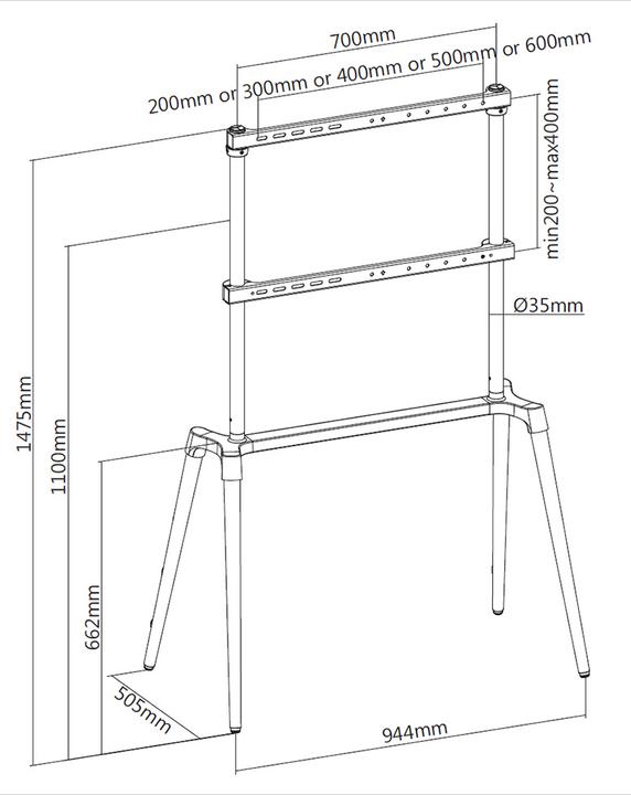 Actual product image Prokord ART STAND 75" BLACK/LIGHT (Ground, 75")