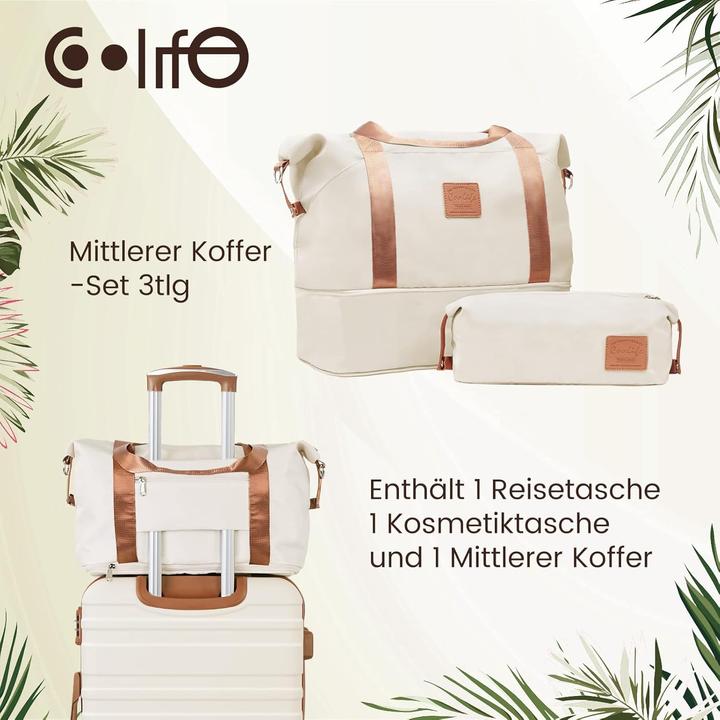 Produktbild Coolife 3-teiliges mittleres Hartschalenkoffer-Set mit TSA-Schloss (60 l, M (50 - 90l))