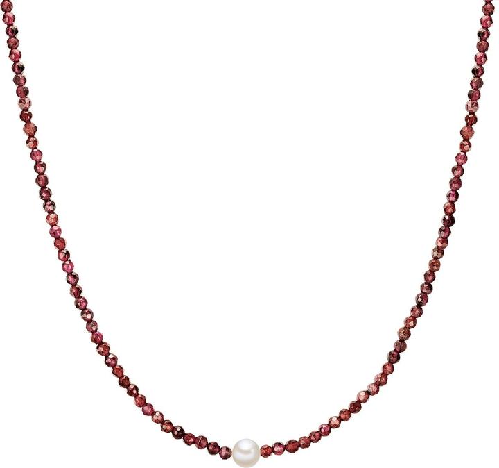 Produktbild Valero Pearls Damen Sterling Silber Granat Süsswasser-Zuchtperle silber 40,0 cm Basiskette + 5,0 cm Verlängerung - (Sterling Silber, 40 - 45 cm)