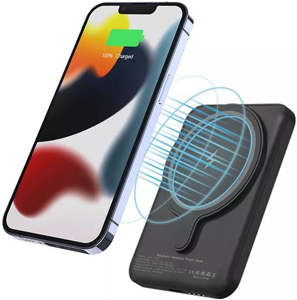 Image du produit PhoneLook Batterie externe portable sans fil 2 en 1 MagSafe support téléphone 15W Power Bank (5000mAh) (5000 mAh, 15 W)