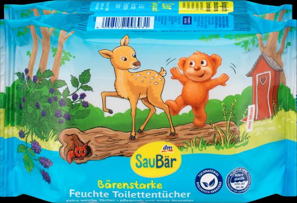 Image du produit dm SauBär Lingettes humides Oursons forts (2x60 pces) (120 pièce(s))