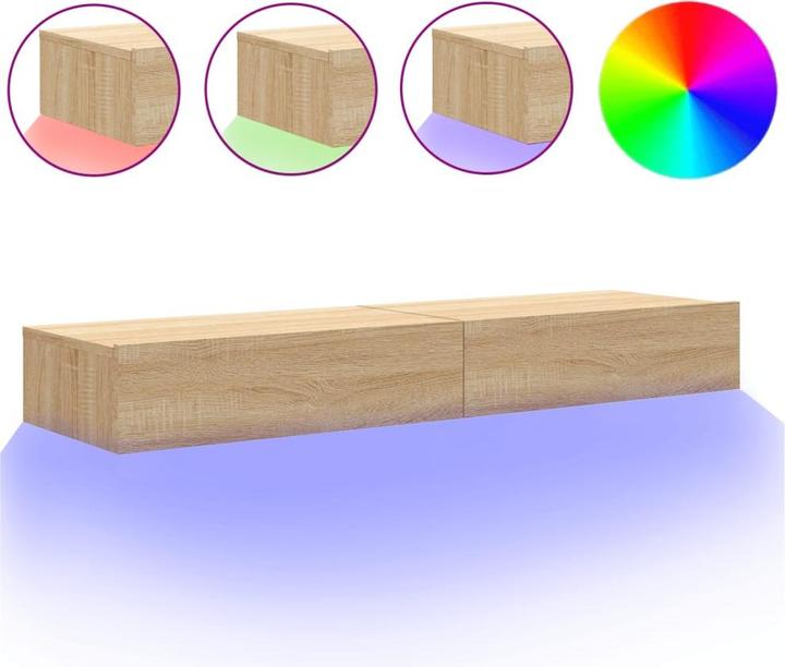 Image du produit VidaXL TV Schrank mit LED-Leuchten Fernsehschrank Lowboard 2 Stk. Sonoma-Eiche