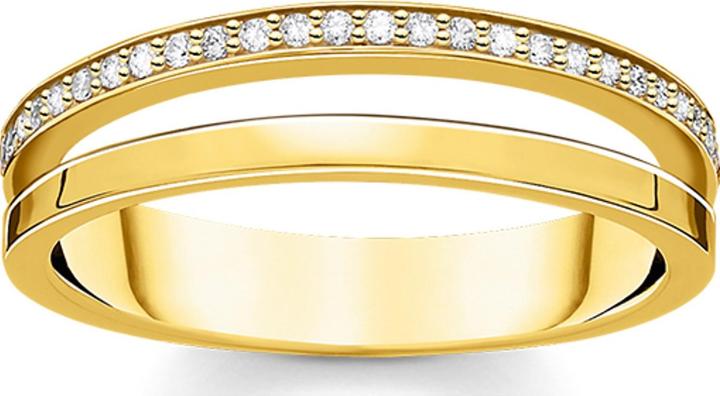 Thomas Sabo Ring Doppel Weisse Steine Gold (54, 925 Silber)