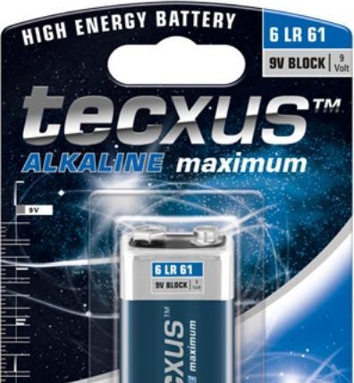 Produktbild Tecxus 9 Volt-Block - Batterie 9V - Alkalisch (1 Stk., 9V Block, 550 mAh)