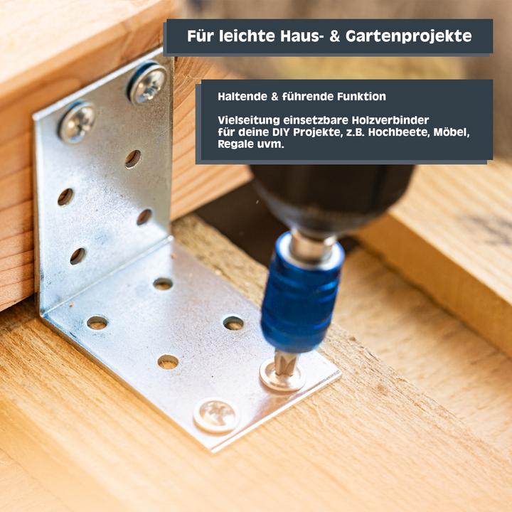 Produktbild Helpmate Lochplattenwinkel 100x100x90, verzinkt, 12 Stück, mit Sicke (Lochplattenwinkel, 12 Stk.)