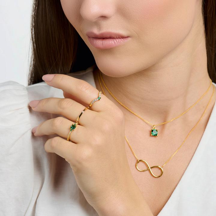 Image du produit Thomas Sabo Bague avec pierres vertes et blanches or (60, Argent 925)