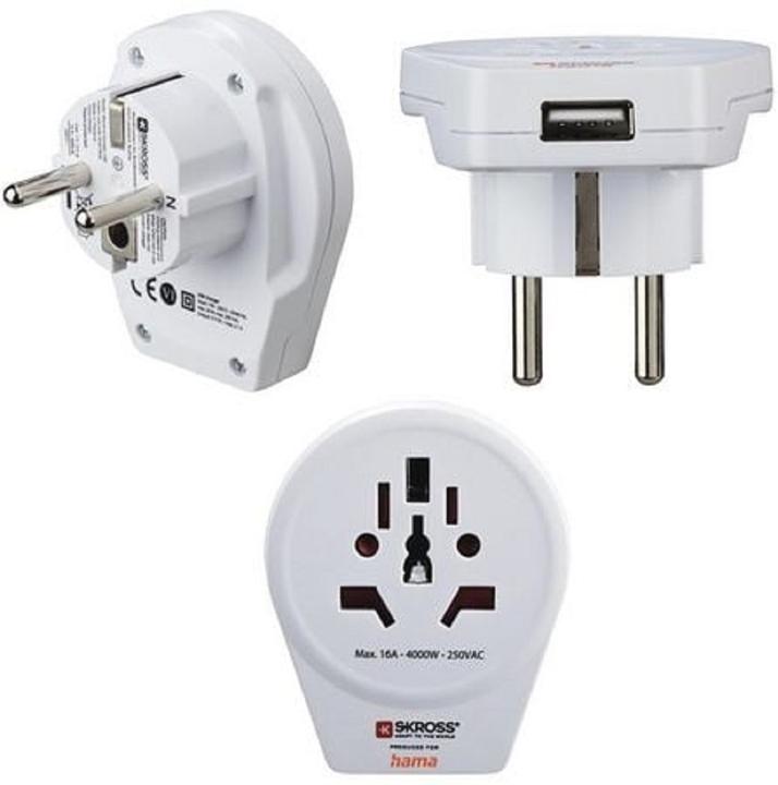 Produktbild Hama Reiseadapter World to Europe USB für 2- und 3-polige Geräte, 1x USB