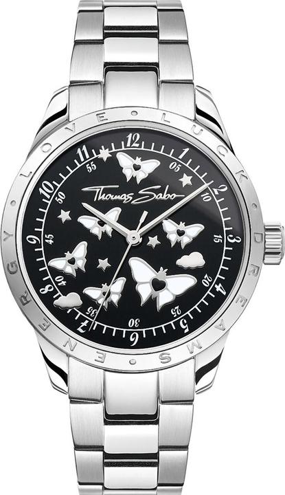 Thomas Sabo Damenuhr mit Schmetterlingen silberfarben (34 mm)