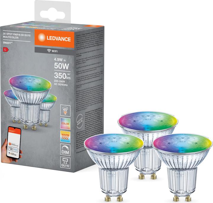 Produktbild Ledvance Smart+ Wifi Spot (GU10, 4.90 W, 350 lm, 3 x, G)