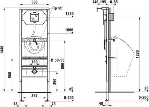 Actual product image Laufen CU2 installation system for urinals, without integr. control, foot height adjustable, H892664